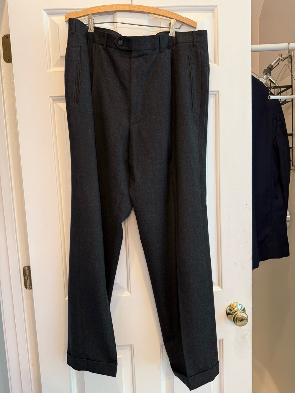 Corneliani Charcoal Dress Trousers 38 Waist, 31 inseam